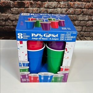8 Sets Party Cup Set 946 mls W/ Lids & Straws